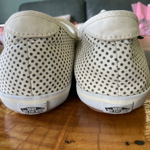 VANS OFF THE WALL Cream and Dark Gray Polka Dot Tennis Shoes Sneakers Sz 9 - Picture 5 of 13